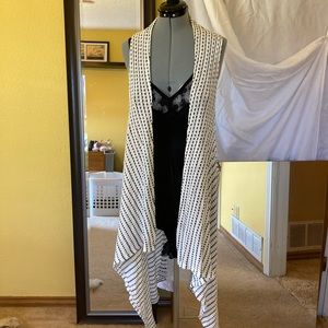 Long crocheted sleeveless vest